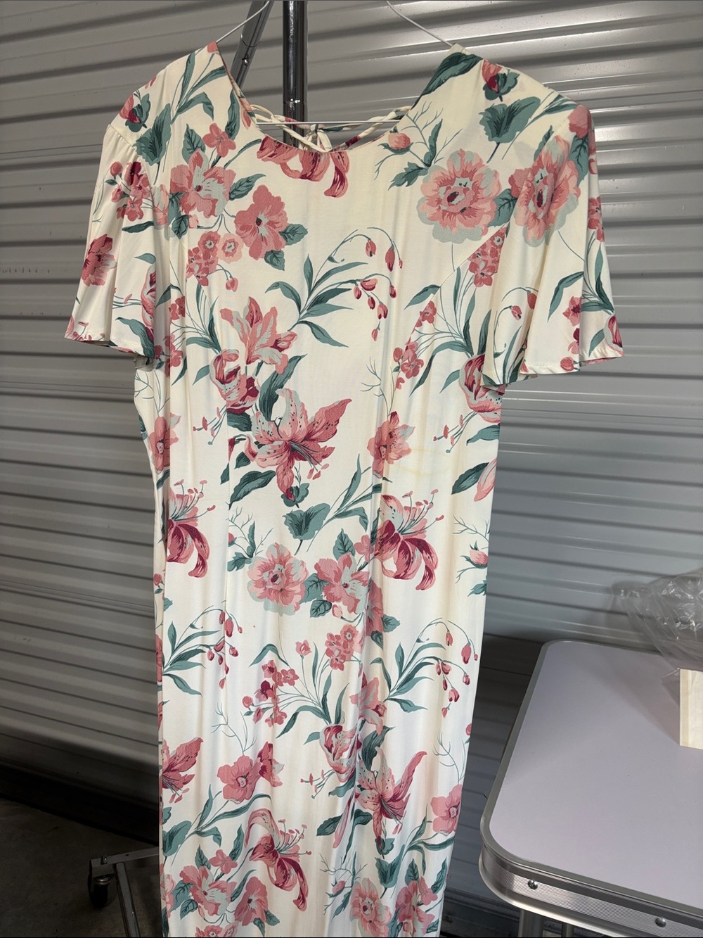 Floral Pink & Green Short-Sleeve Women’s Dress